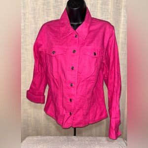Cherokee Pink Linen & Cotton Blend Jacket Fitted Style Women’s Size S Small EUC!